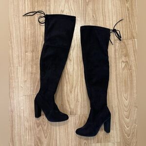 Lulus Black Suede Over-the-Knee Women's Boots